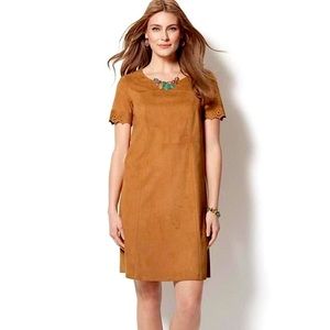Rusty-tan faux-suede dress
